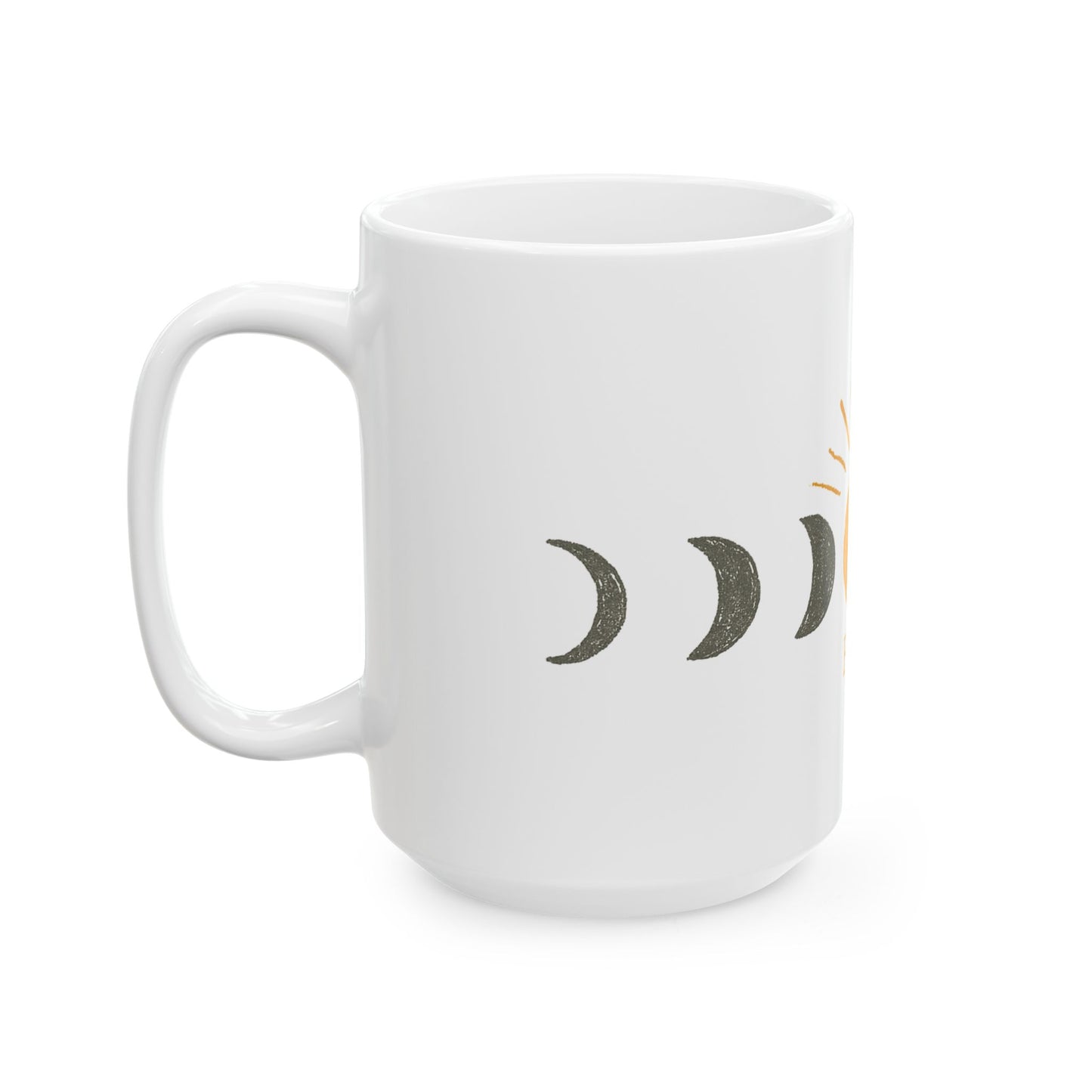 Moon Phase Ceramic Mug — Full Moon Sunrise Design (11oz & 15oz)