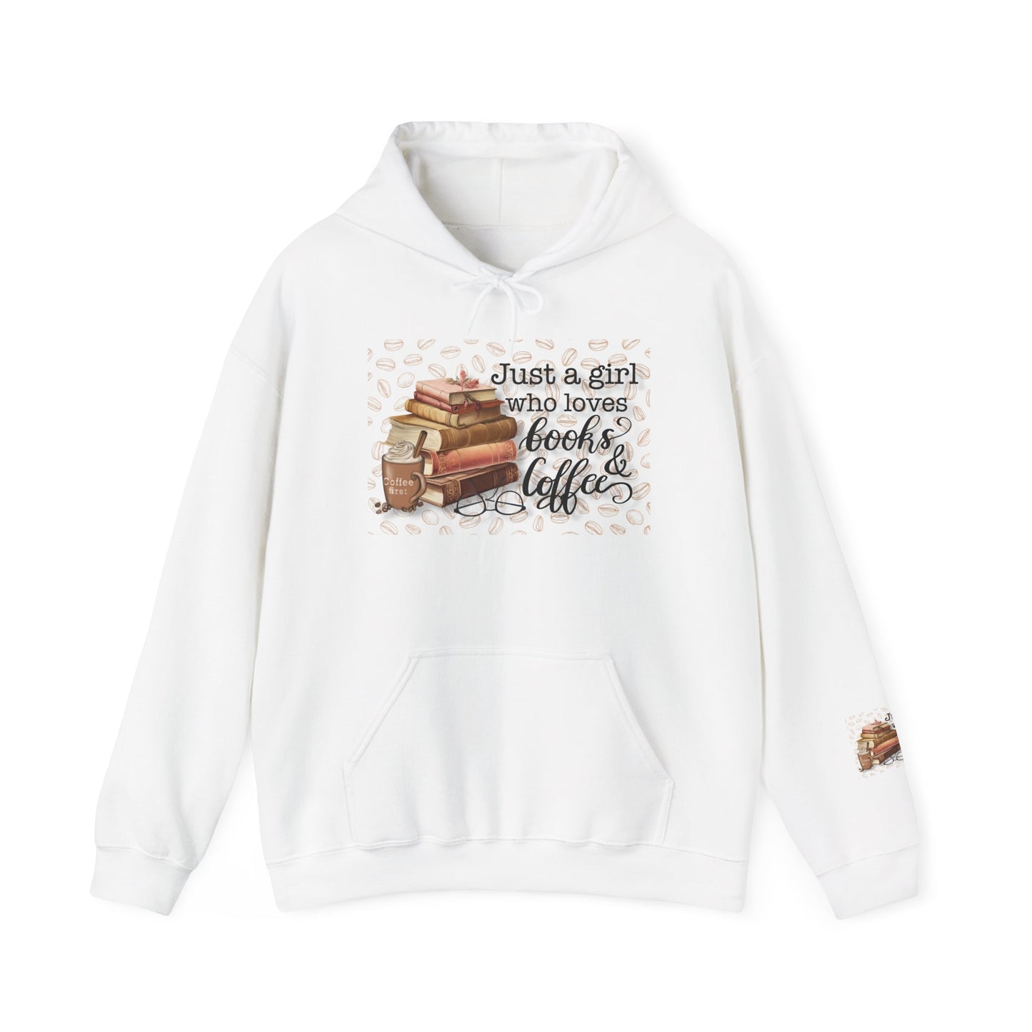 Book Lover Hoodie — "Just a girl who loves books & coffee" Cozy Pullover for Readers