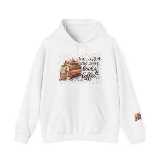 Book Lover Hoodie — "Just a girl who loves books & coffee" Cozy Pullover for Readers