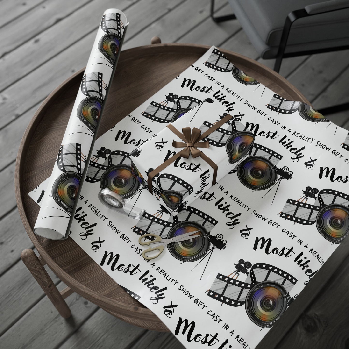 Film-Themed Wrapping Paper for Movie Lovers, Gift Wrap for Birthdays, Holidays, and Celebrations, Unique Present Packaging, Party Supplies
