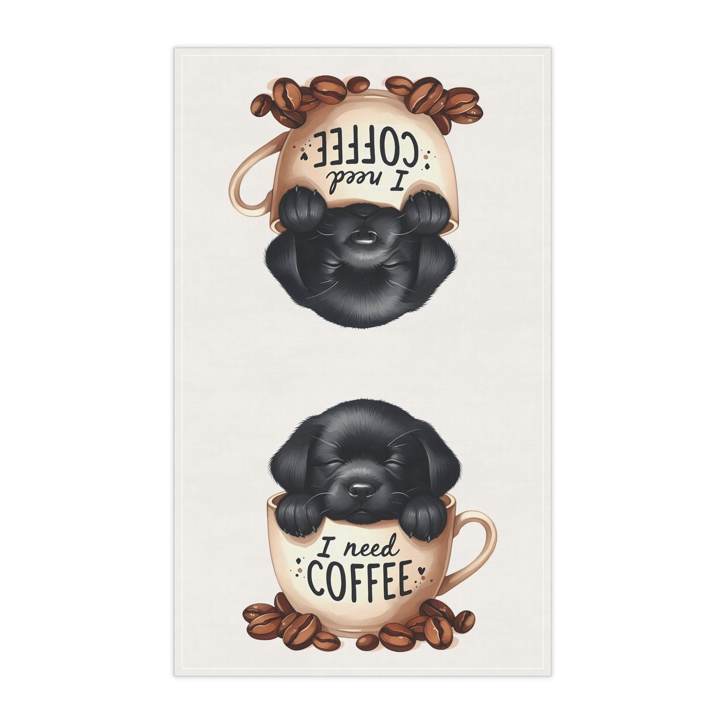 Coffee Lover's Dog Tea Towels, Labrador Puppy