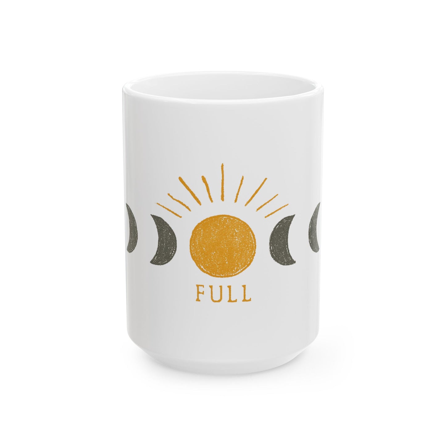 Moon Phase Ceramic Mug — Full Moon Sunrise Design (11oz & 15oz)