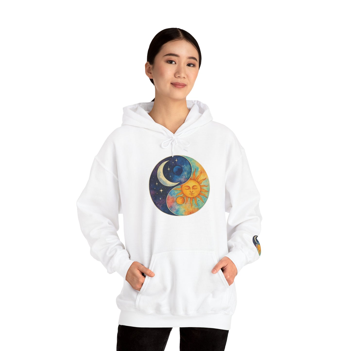 Sun and Moon Yin Yang Hoodie — Celestial Sun & Moon Graphic Sweatshirt