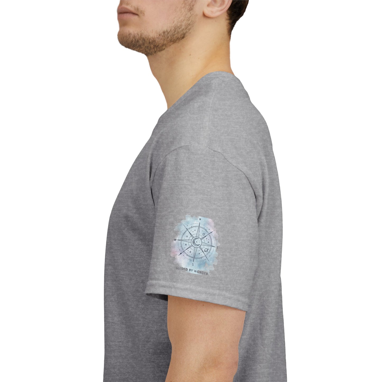 Compass Moon Tee — "Guided by Wonder" Cotton T‑Shirt