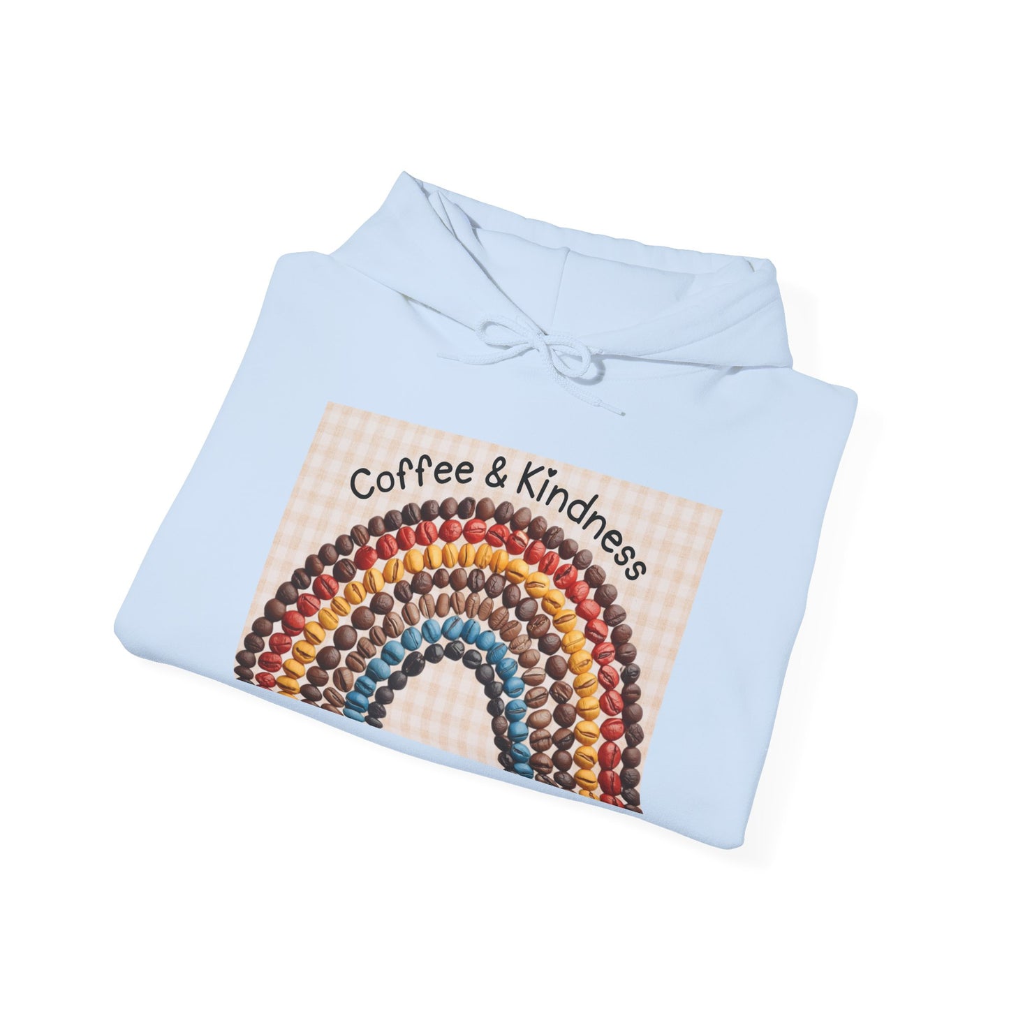 Coffee & Kindness Rainbow Hoodie — Cozy Retro Rainbow Coffee Cup Sweatshirt