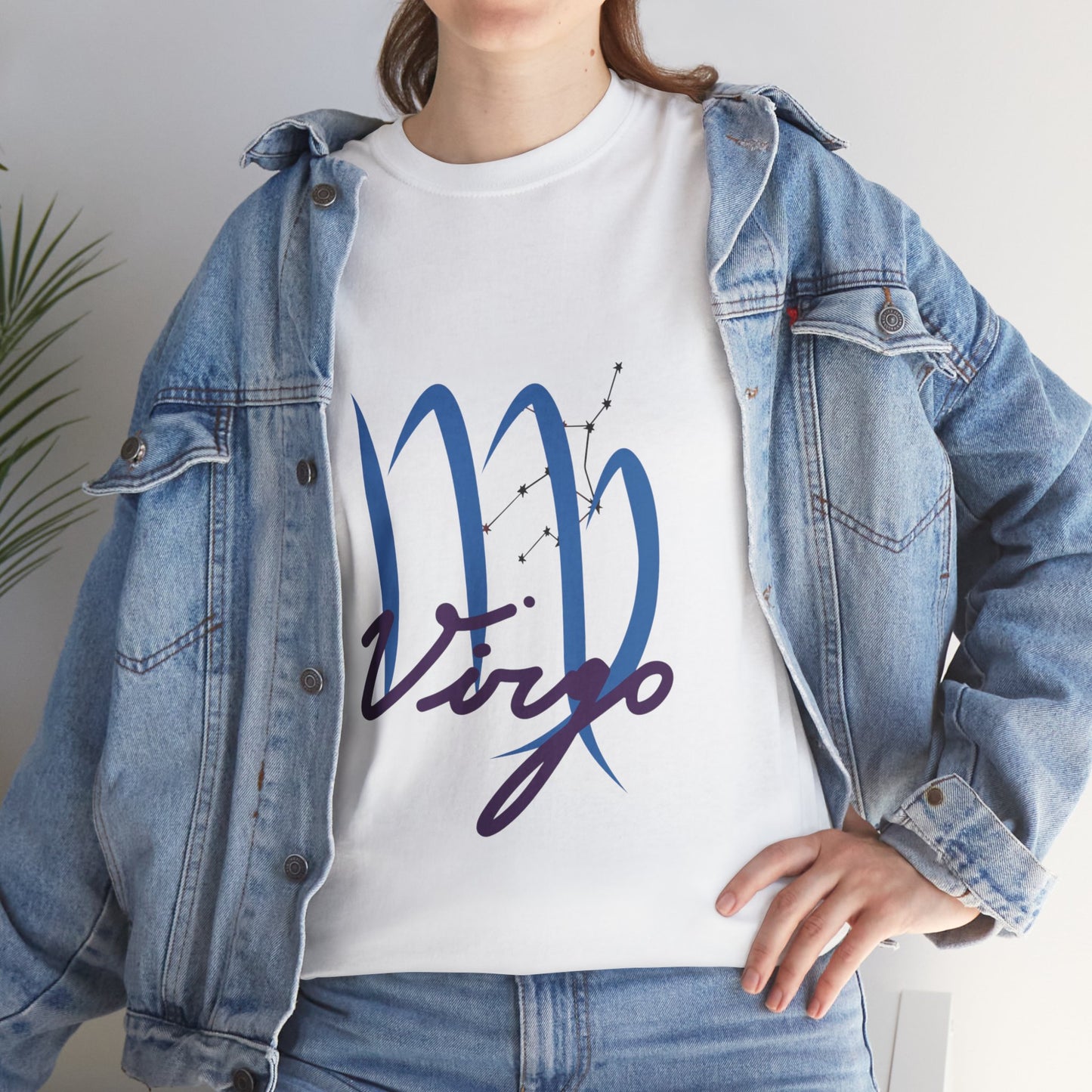 Virgo Zodiac T-Shirt – Elegant Blue Virgo Script Tee