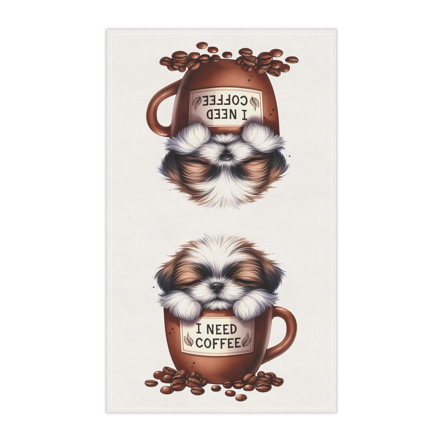Coffee-Loving Dog Tea Towel Set, Puppy coffee towel