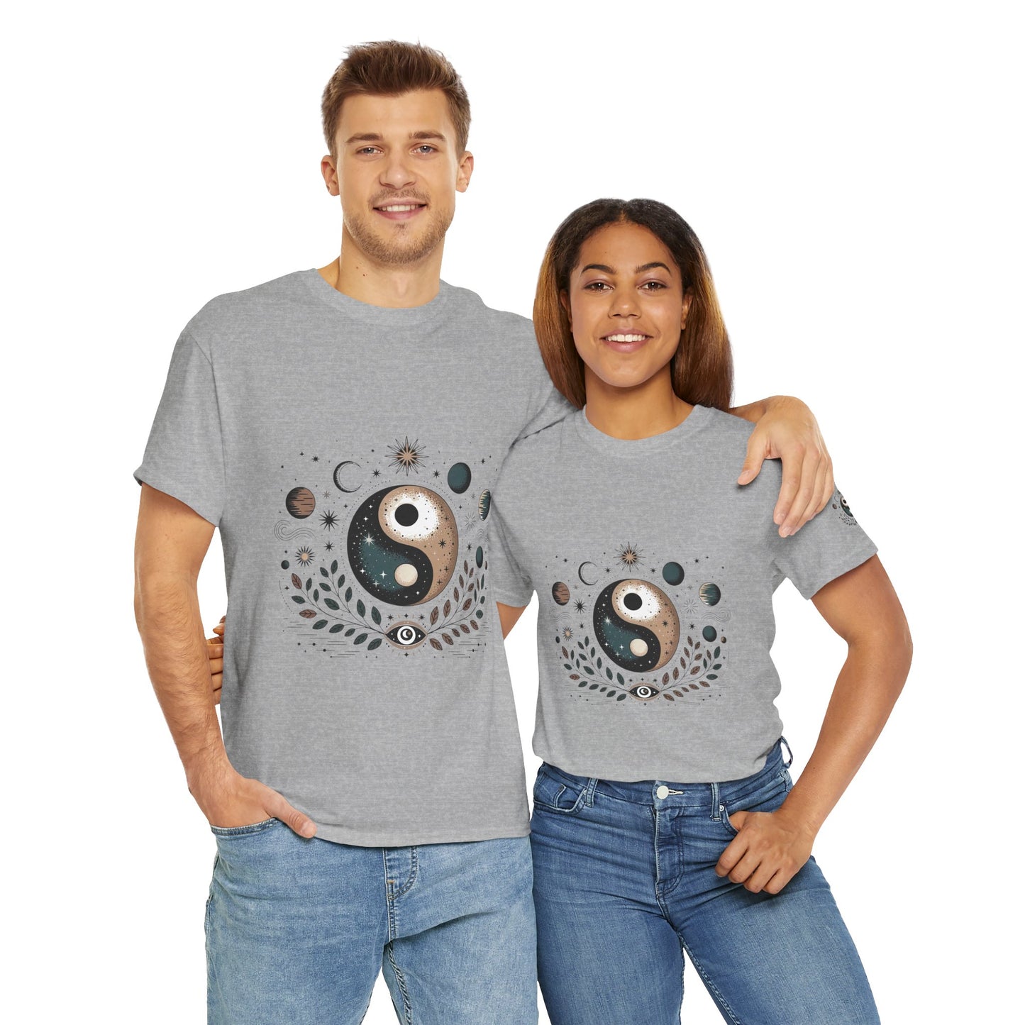 Yin Yang Moon Phases T-Shirt — Celestial Spiritual Graphic Tee