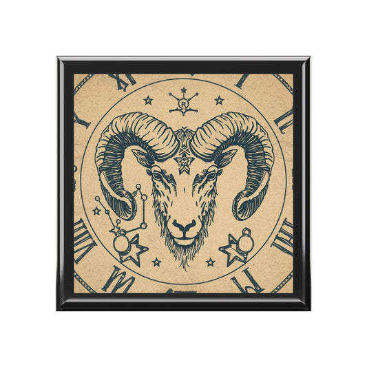 Aries Jewelry Box, Astrological Jewelry Box with Zodiac Designs for Mystic Lovers