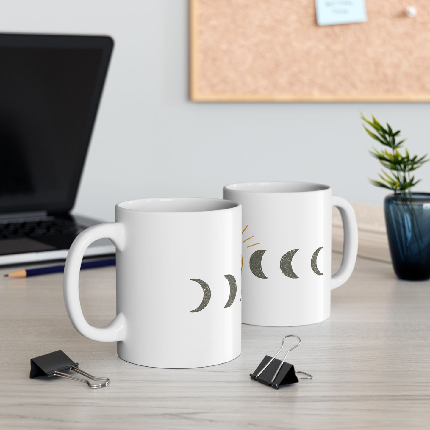 Moon Phase Ceramic Mug — Full Moon Sunrise Design (11oz & 15oz)