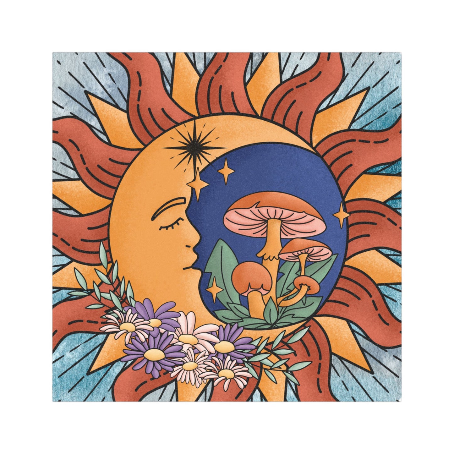 Sun & Moon Bohemian Car Magnets - Whimsical Floral Design - Celestial Car Magnet
