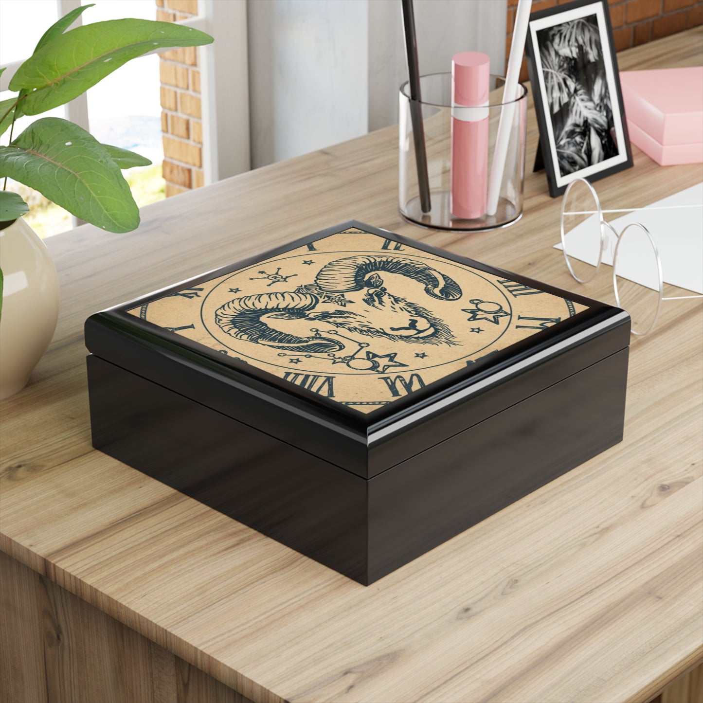 Aries Jewelry Box, Astrological Jewelry Box with Zodiac Designs for Mystic Lovers