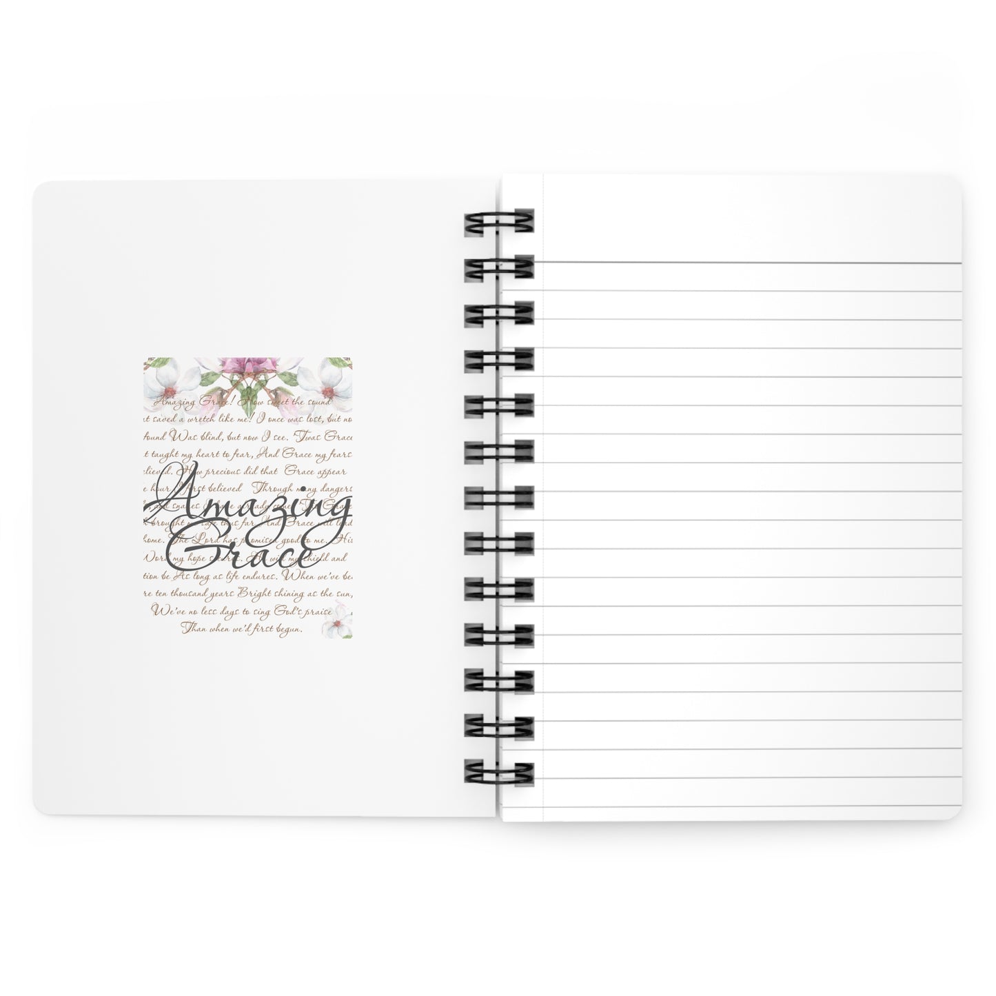Inspirational Floral Spiral Bound Journal - "Amazing Grace" Design