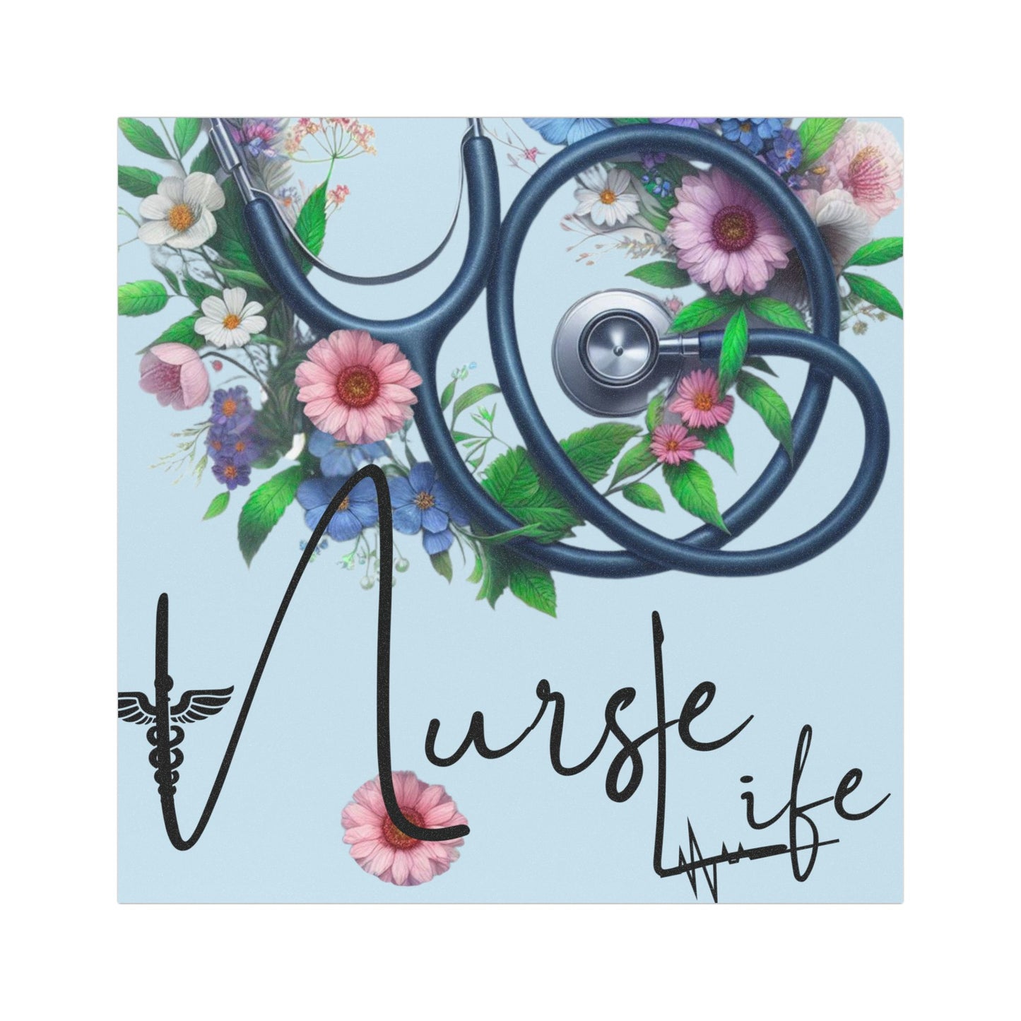 Nurse Life Car Magnet with Stethoscope and Floral Design, Nurse Magnet For Automobile