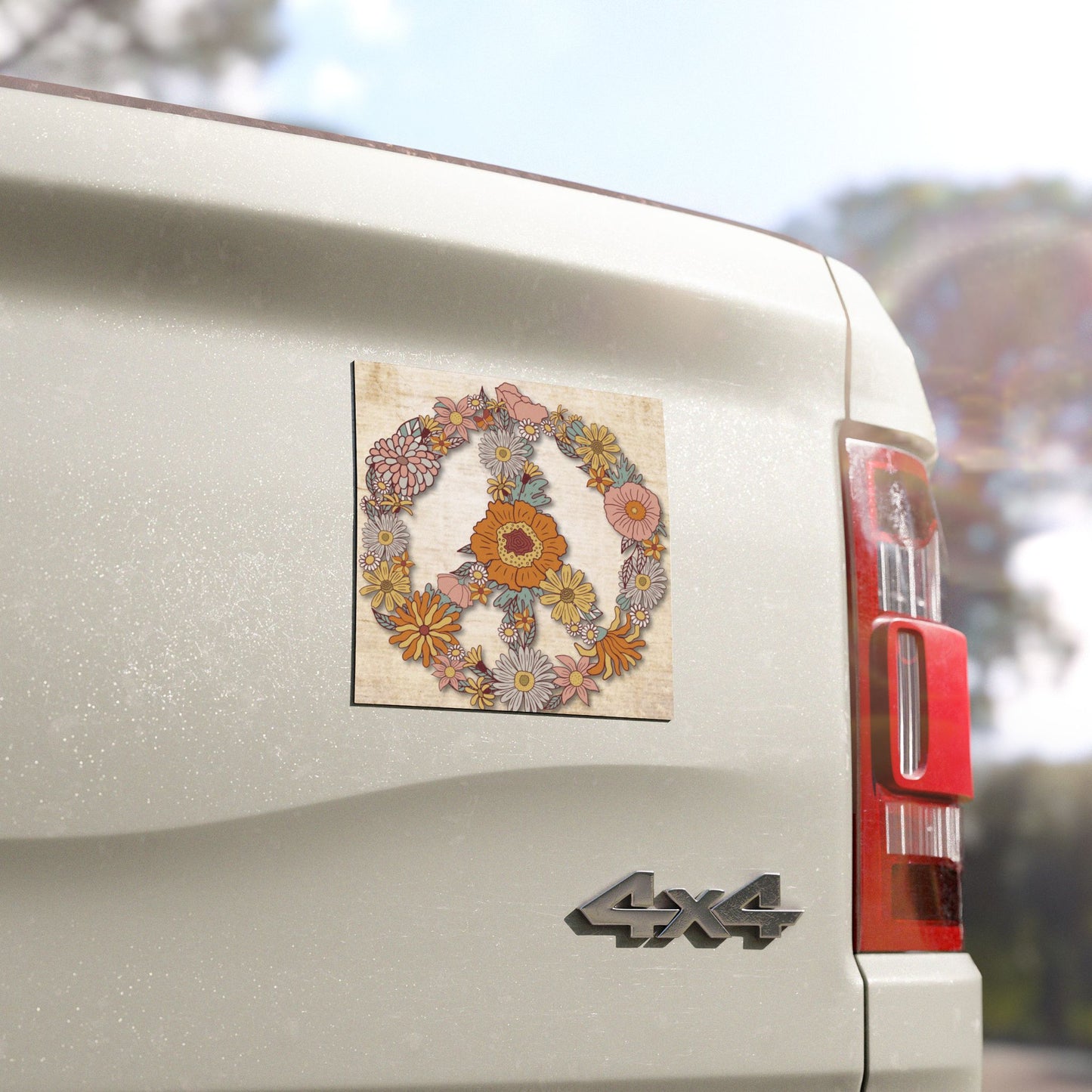 Floral Peace Sign Car Magnets - Boho Flower Design for a Positive Vibe