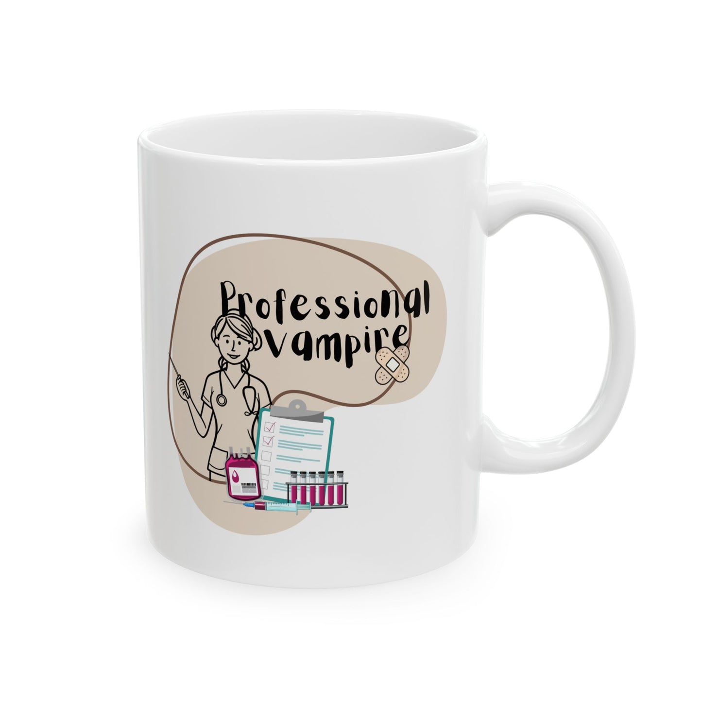 Personalized Vampire Ceramic Mug - 'Feminist Nurse' Illustrated Coffee Cup (11oz/15oz)