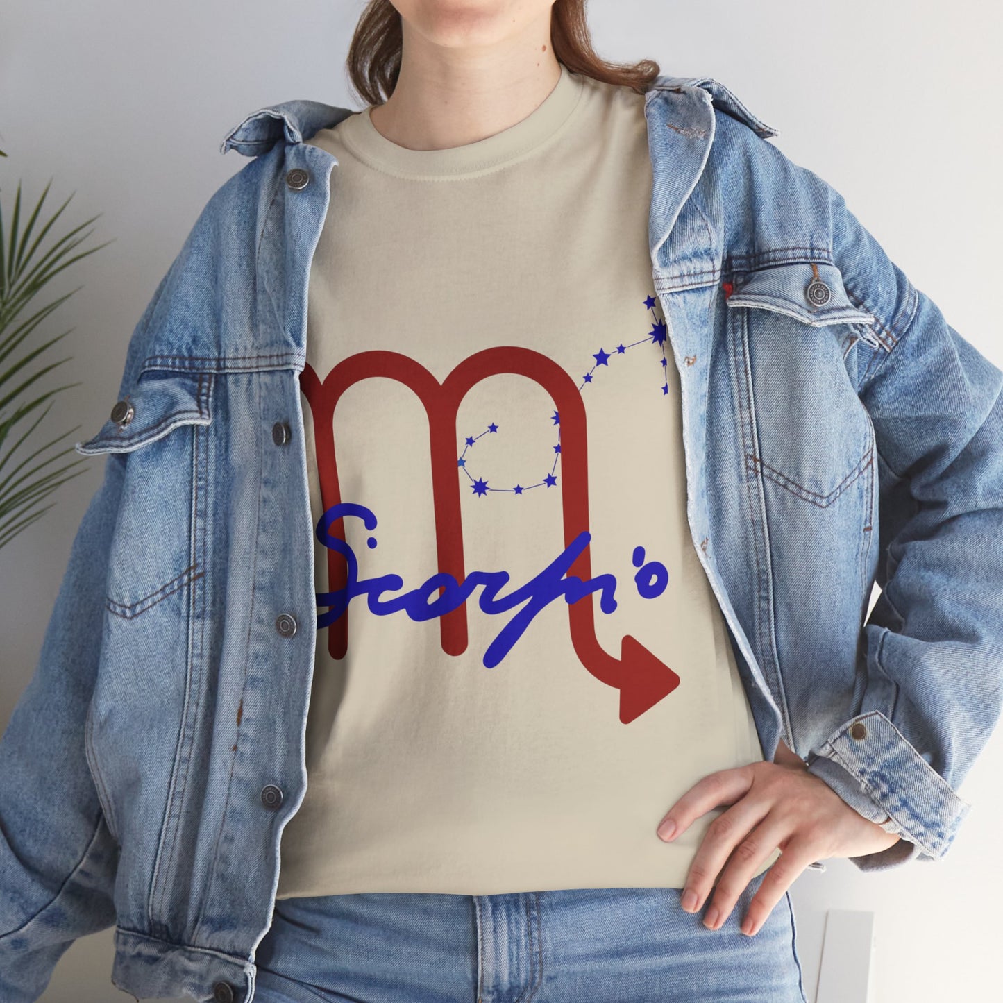 Scorpio Zodiac T-Shirt — Red Glyph & Script Astrology Tee