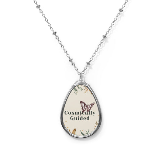 Cosmically Guided Oval Necklace - Butterfly Design Jewelry