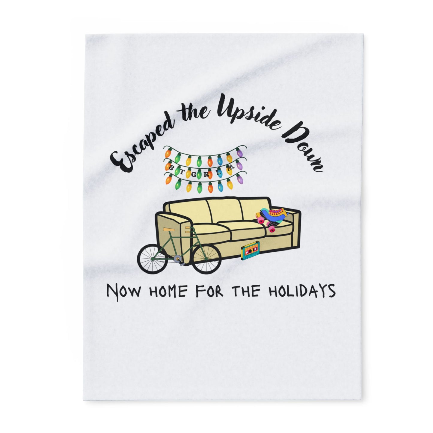 Cozy Holiday Fleece Blanket - "Escaped the Upside Down" Plush Throw for Home, Family Gatherings, Gift for Cozy Nights, Winter Decor