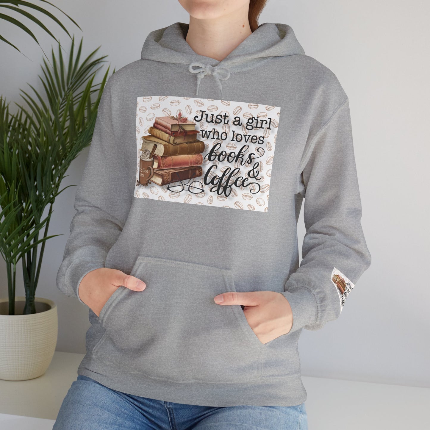 Book Lover Hoodie — "Just a girl who loves books & coffee" Cozy Pullover for Readers