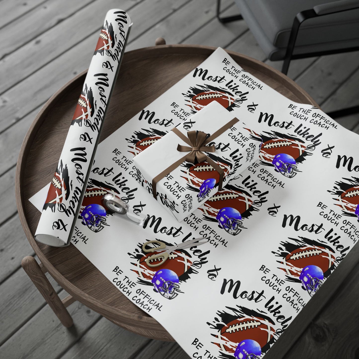 Football Theme Wrapping Paper, Unique Gift Wrap for Coaches, Sports Party Decor, Most Likely to Be the Official Couch Coach, Fun Gift [...]