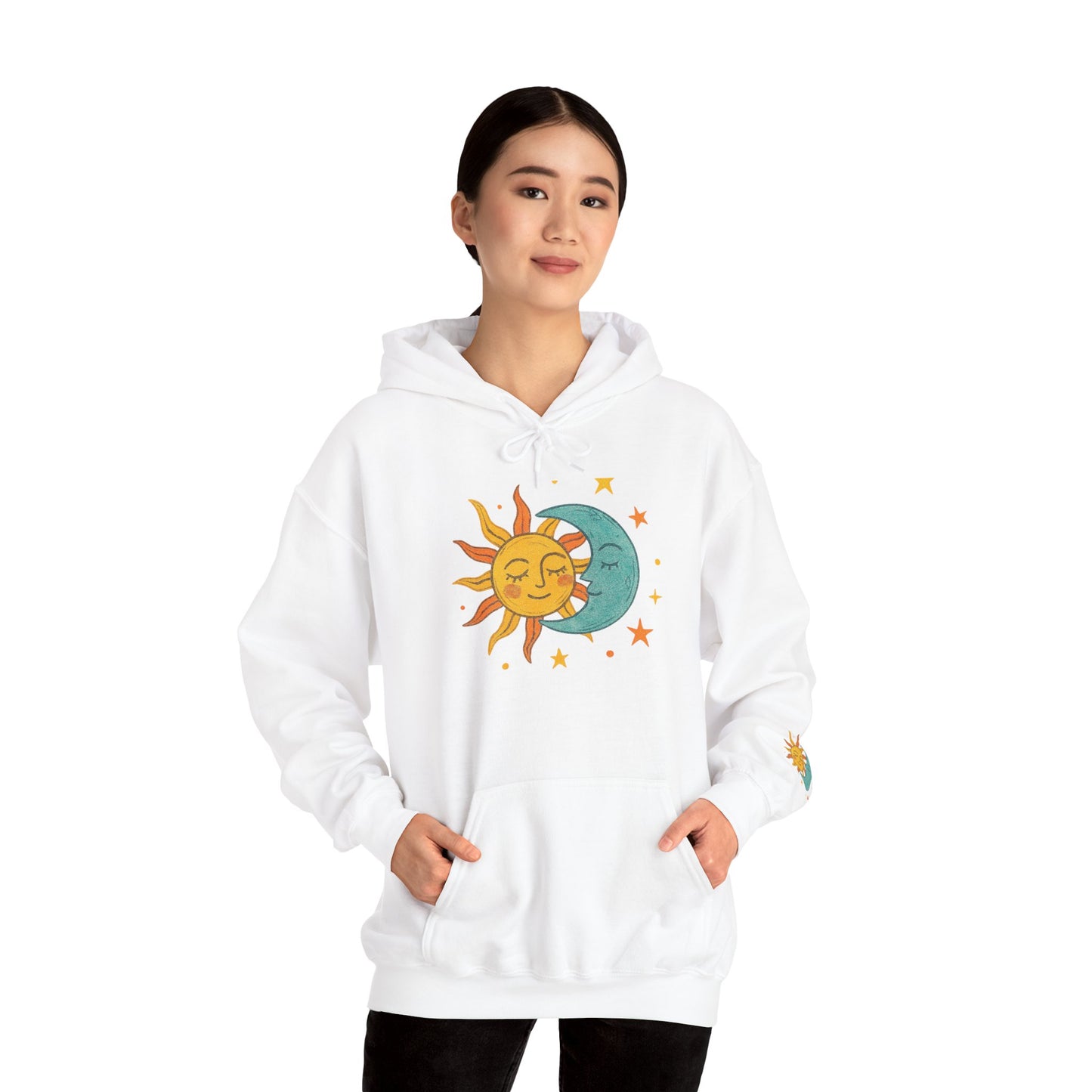 Sun and Moon Hoodie — Celestial Sun & Crescent Moon Graphic Sweatshirt