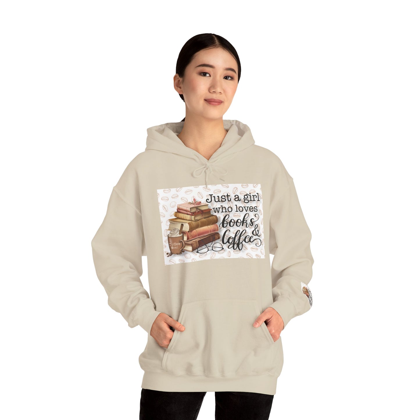 Book Lover Hoodie — "Just a girl who loves books & coffee" Cozy Pullover for Readers