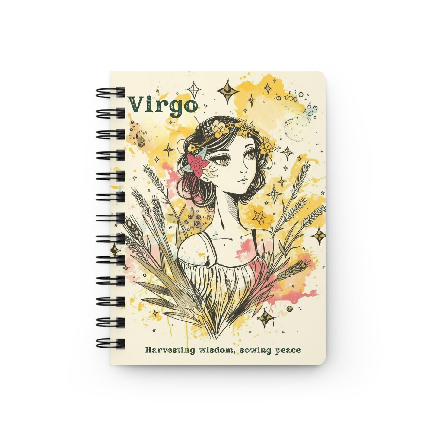 Virgo Spiral Bound Journal - Harvesting Wisdom & Sowing Peace