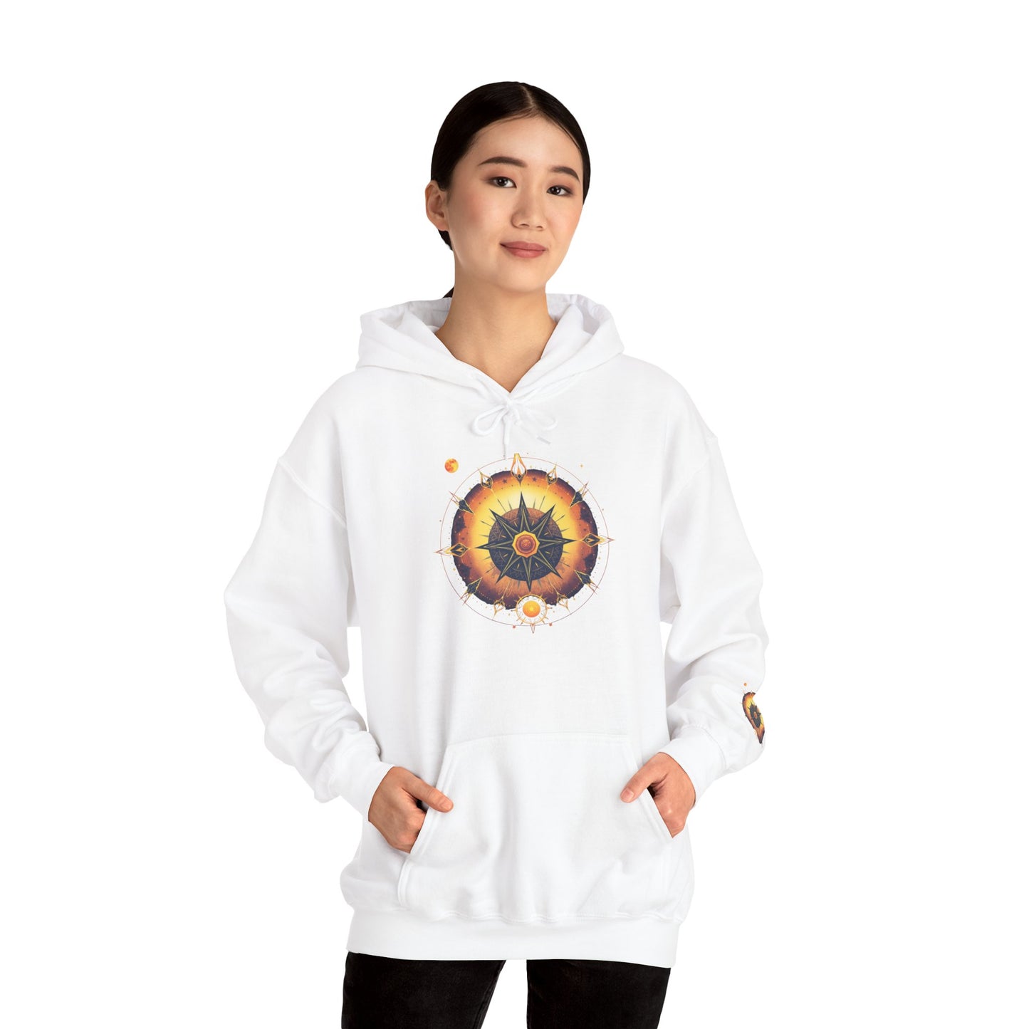 Mandala Sun Hoodie — Spiritual Boho Graphic Sweatshirt