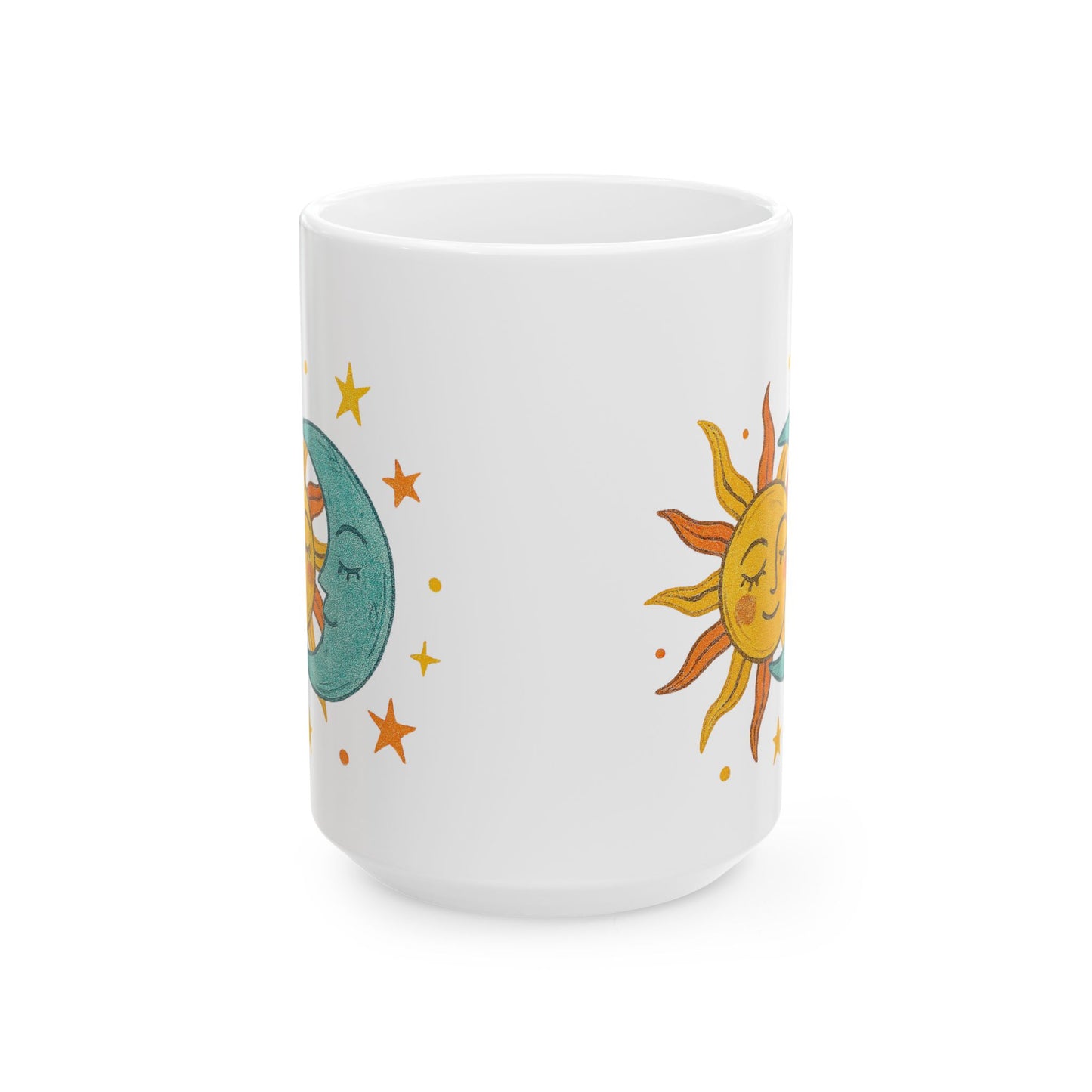 Personalized Sun & Moon Ceramic Mug — Boho Celestial Coffee Cup (11oz & 15oz)