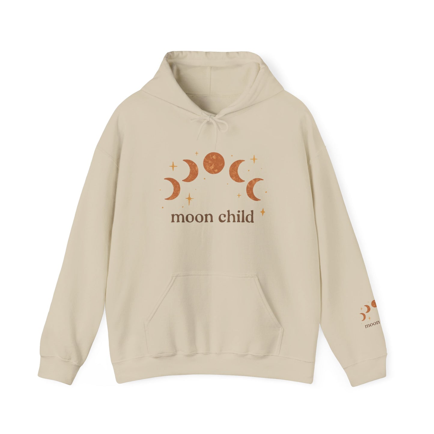 Moon Child Hoodie — Crescent Moon Phases Graphic Pullover