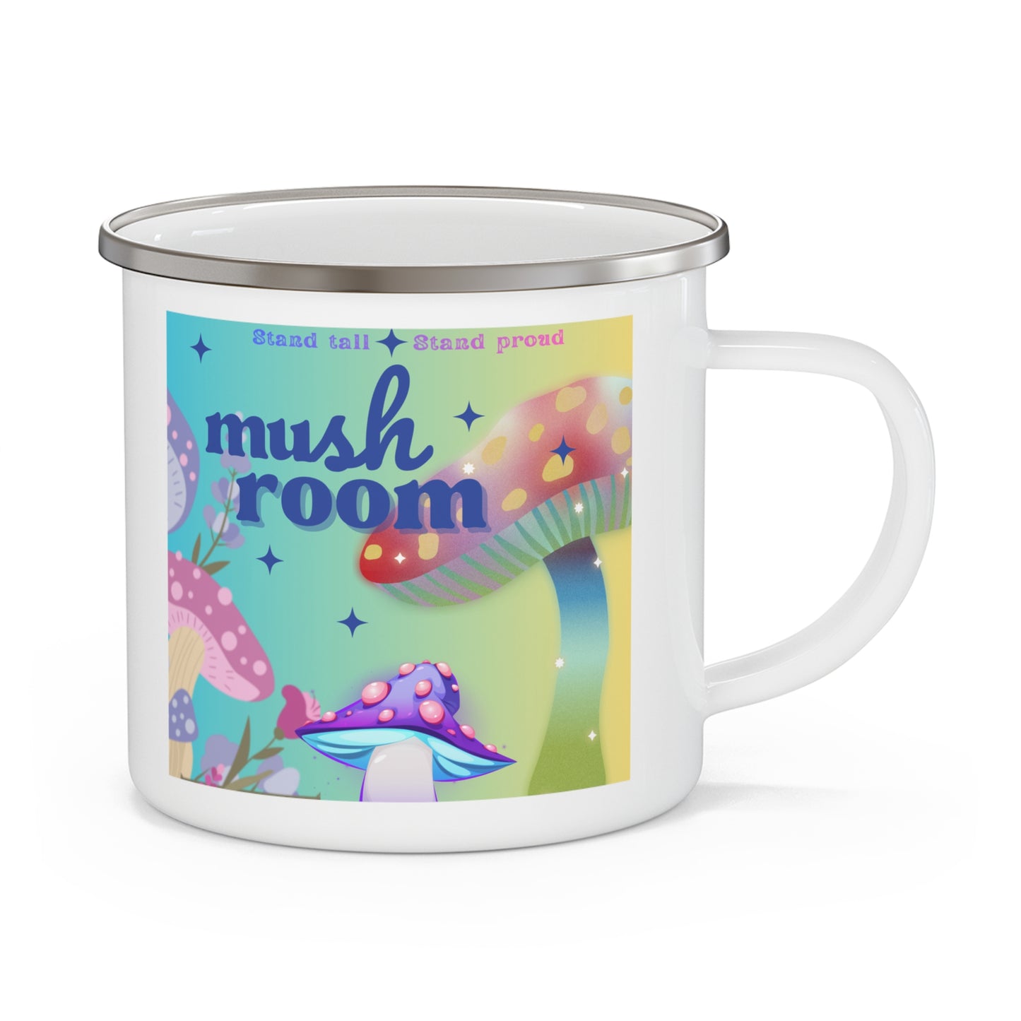 Mushroom Enamel Camping Mug - Whimsical Outdoor Adventure Drinkware