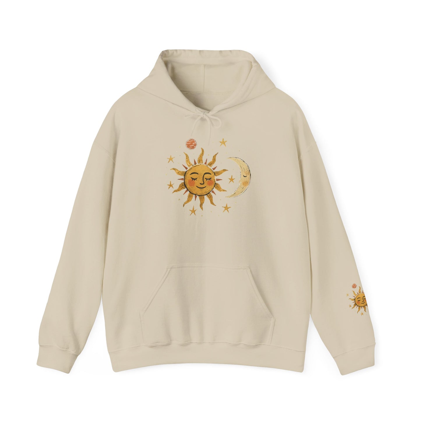 Sun & Moon Celestial Hoodie — Vintage Astrology Stars Graphic