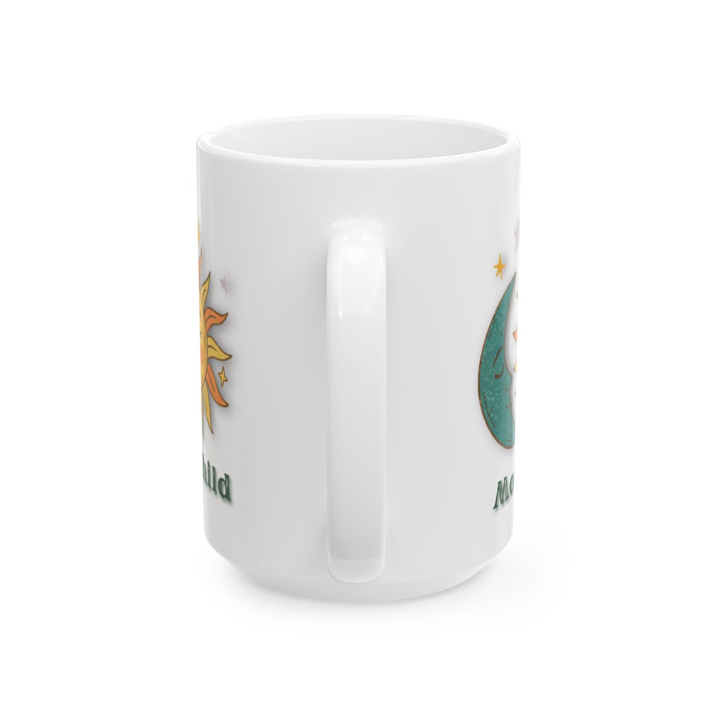 Personalized Moon Child Mug, Sun and Moon Ceramic Mug — Celestial Vintage Astrology Coffee Cup (11oz & 15oz)
