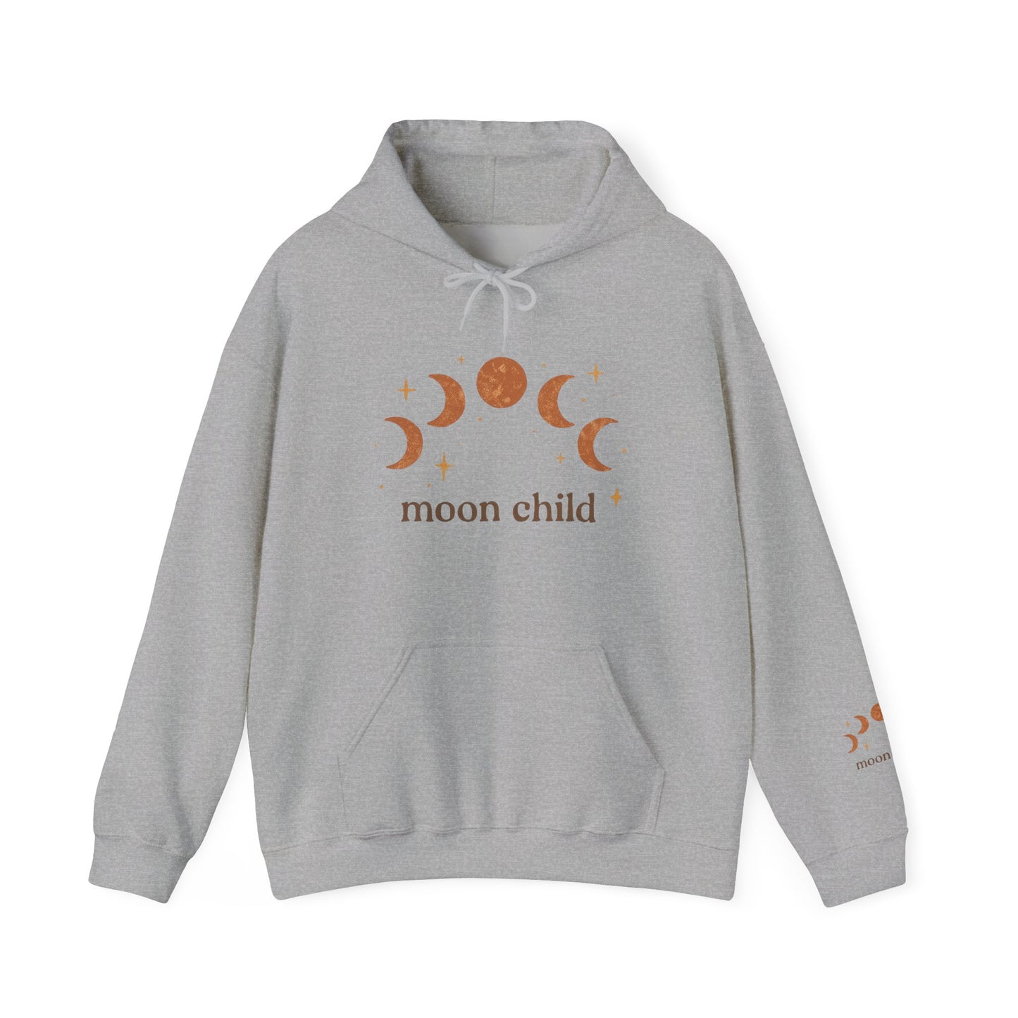 Moon Child Hoodie — Crescent Moon Phases Graphic Pullover