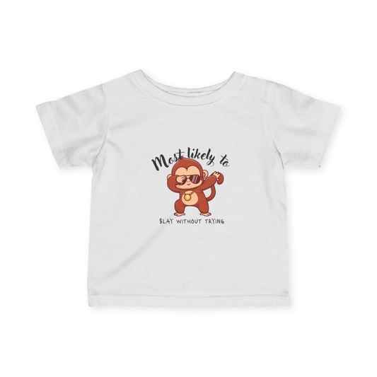 Cute Monkey Baby Tee - Most Likely To Slay Without Trying, Toddler Gift, Baby Shower Gift, Funny Kids Shirt, Infant Clothing, Birthday [...]