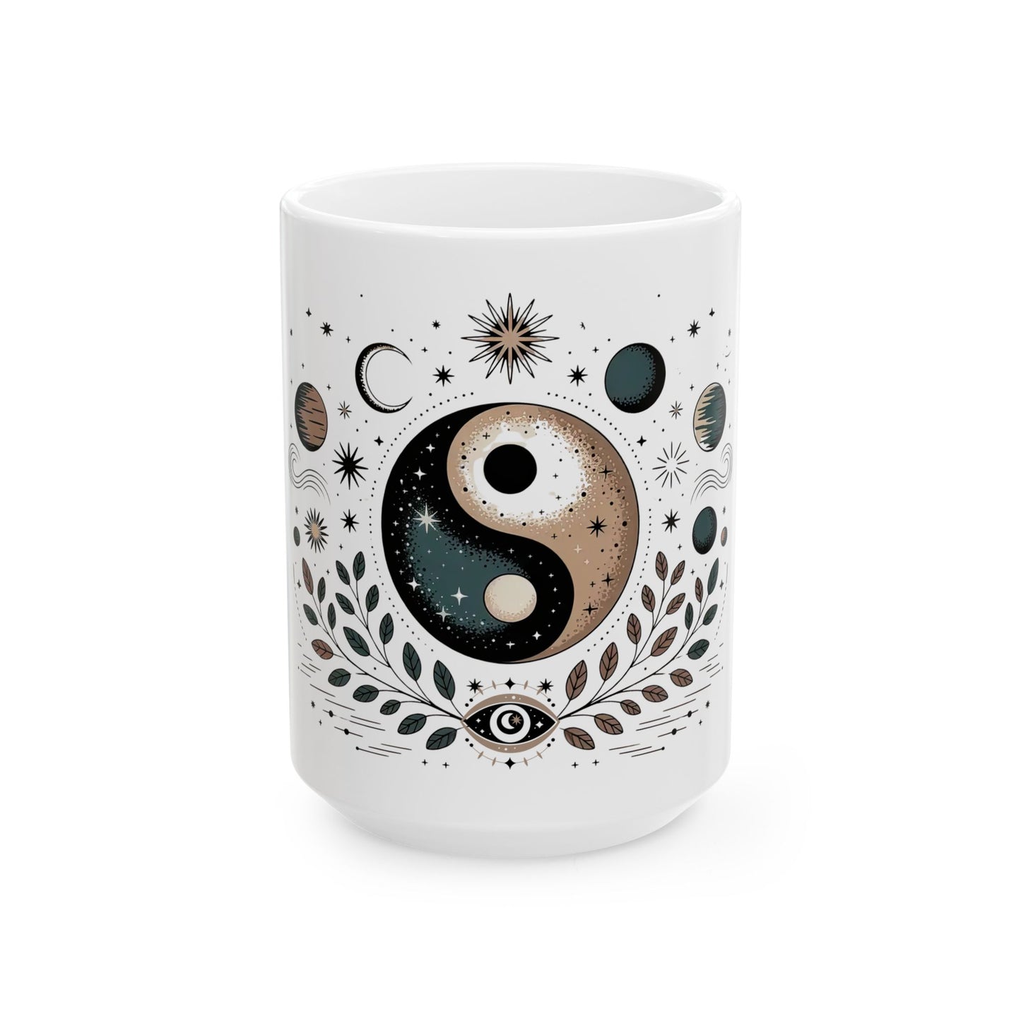 Mystic Yin Yang Ceramic Mug — Celestial Moon & Sun Astrology Coffee Cup (11oz/15oz)