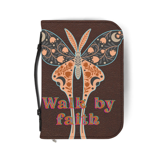 Bible Cover, Walk by Faith Bible Cover | Inspirational Faith Gifts, Christian Journal Cover, Motivational Book Cover, Religious Accessory, Bible Case