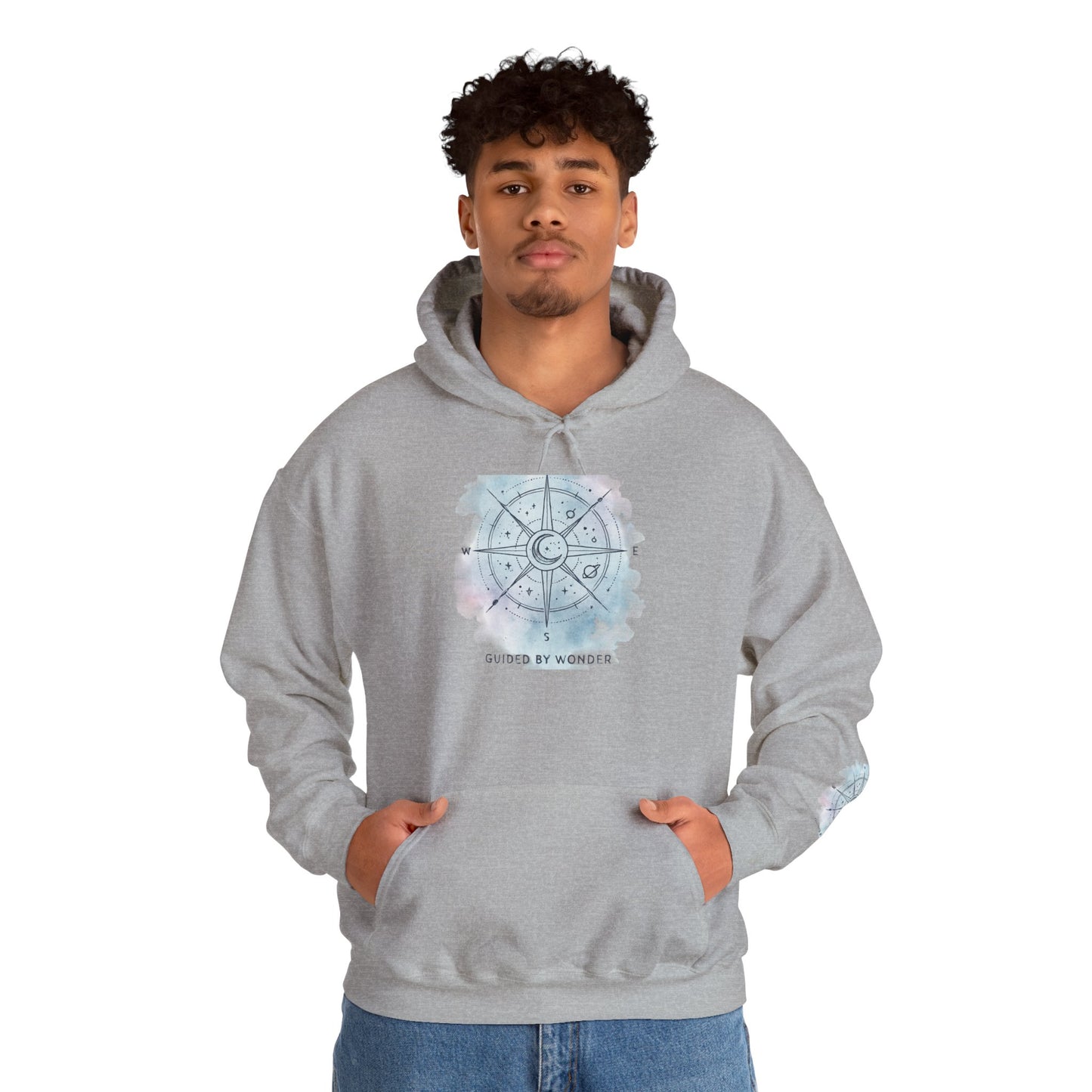 Compass Rose Watercolor Hoodie — ‘Lost by the Waves’ Nautical Travel Pullover