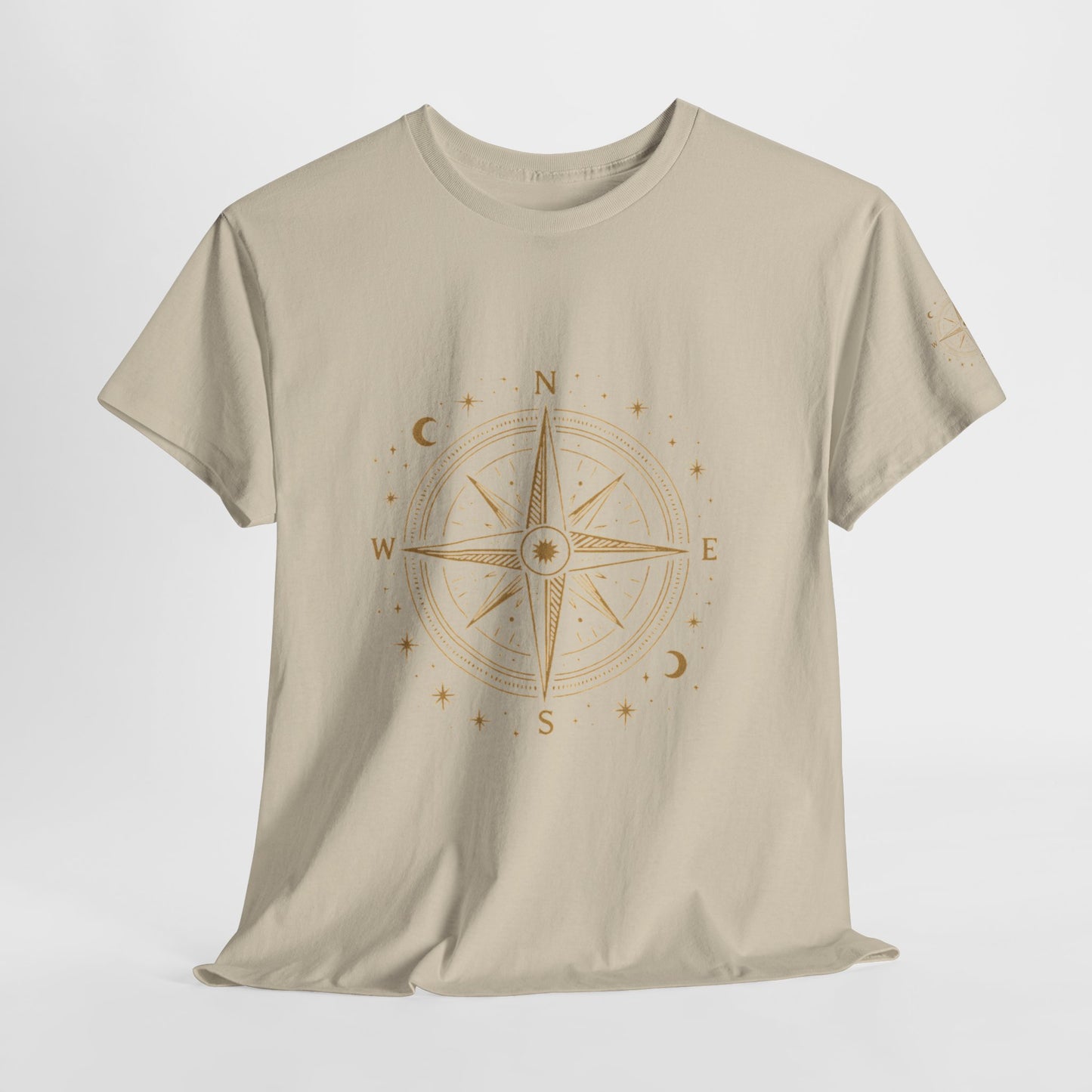 Compass Rose Tee — Minimal Gold Nautical Compass T-Shirt