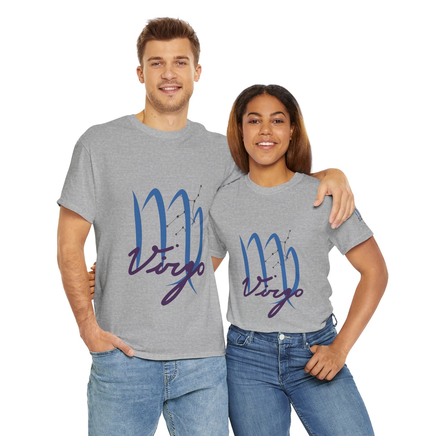 Virgo Zodiac T-Shirt – Elegant Blue Virgo Script Tee