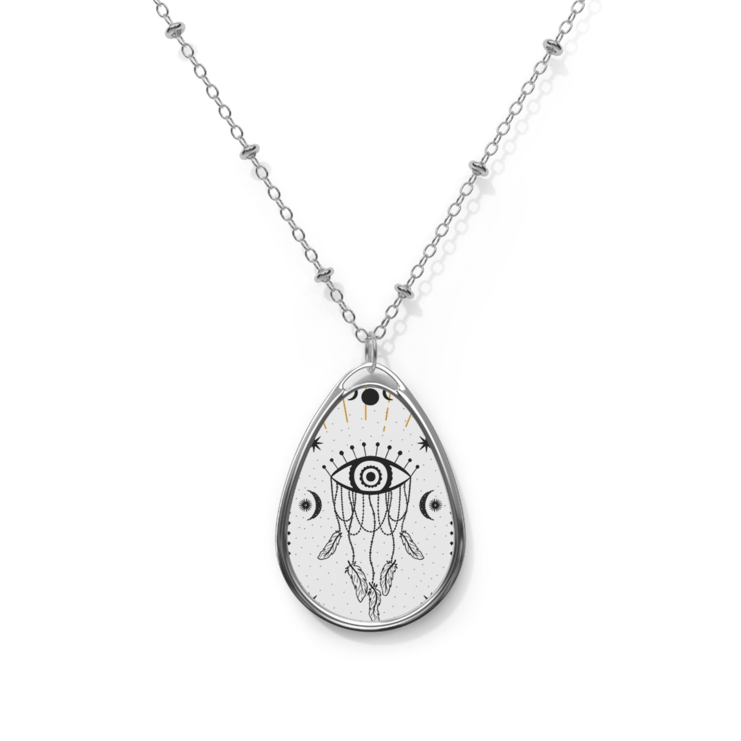 Mystical Oval Necklace with Eye Design, Celestial Necklace, Mystical Eye Jewelry, Evil Eye Jewelry, Evil Eye