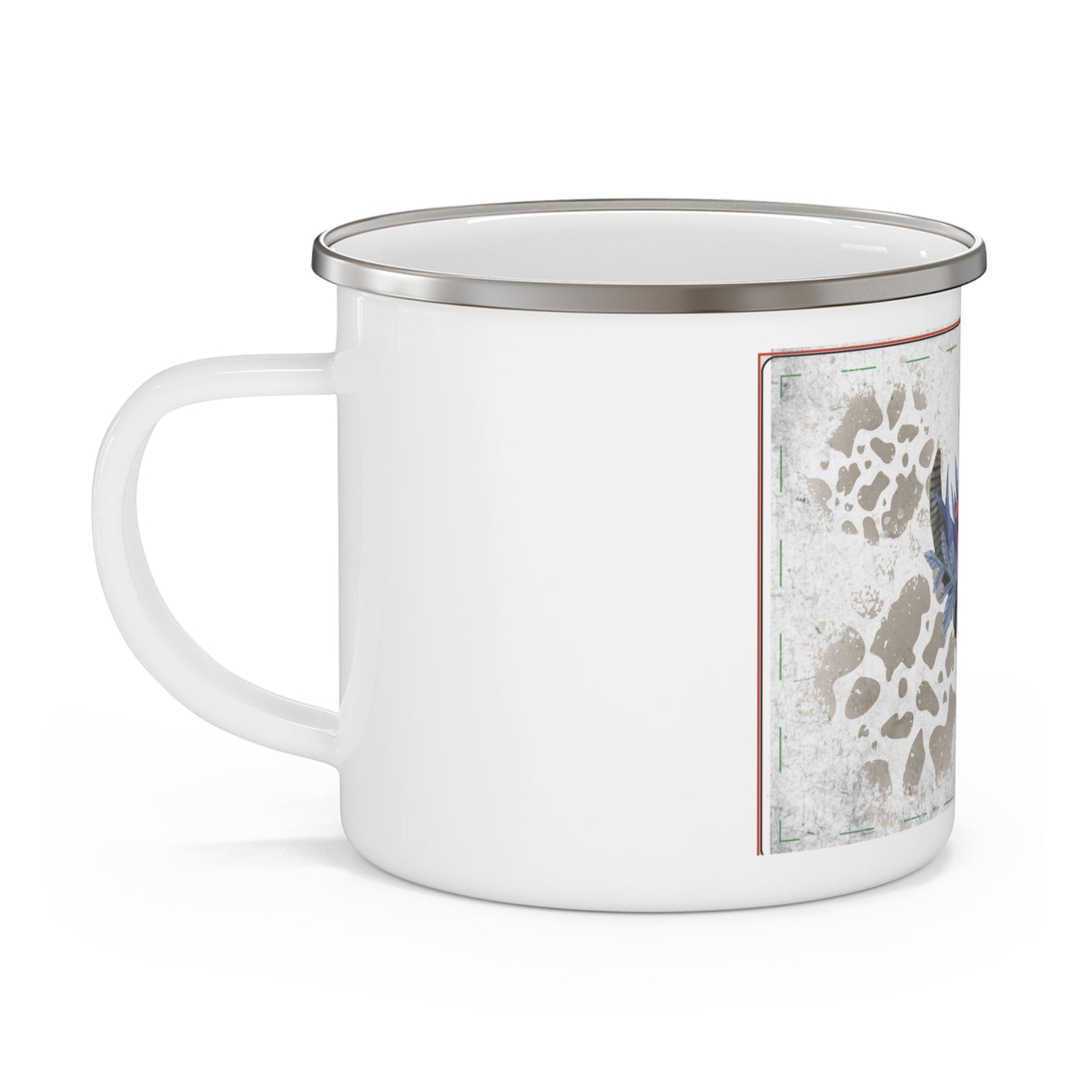 Camping Enamel Mug with Floral Skull Design