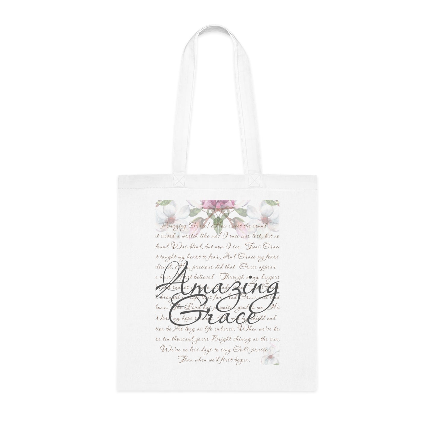 Inspirational Quote Cotton Tote Bag - Amazing Grace Design, Christian Gift, Christian Tote