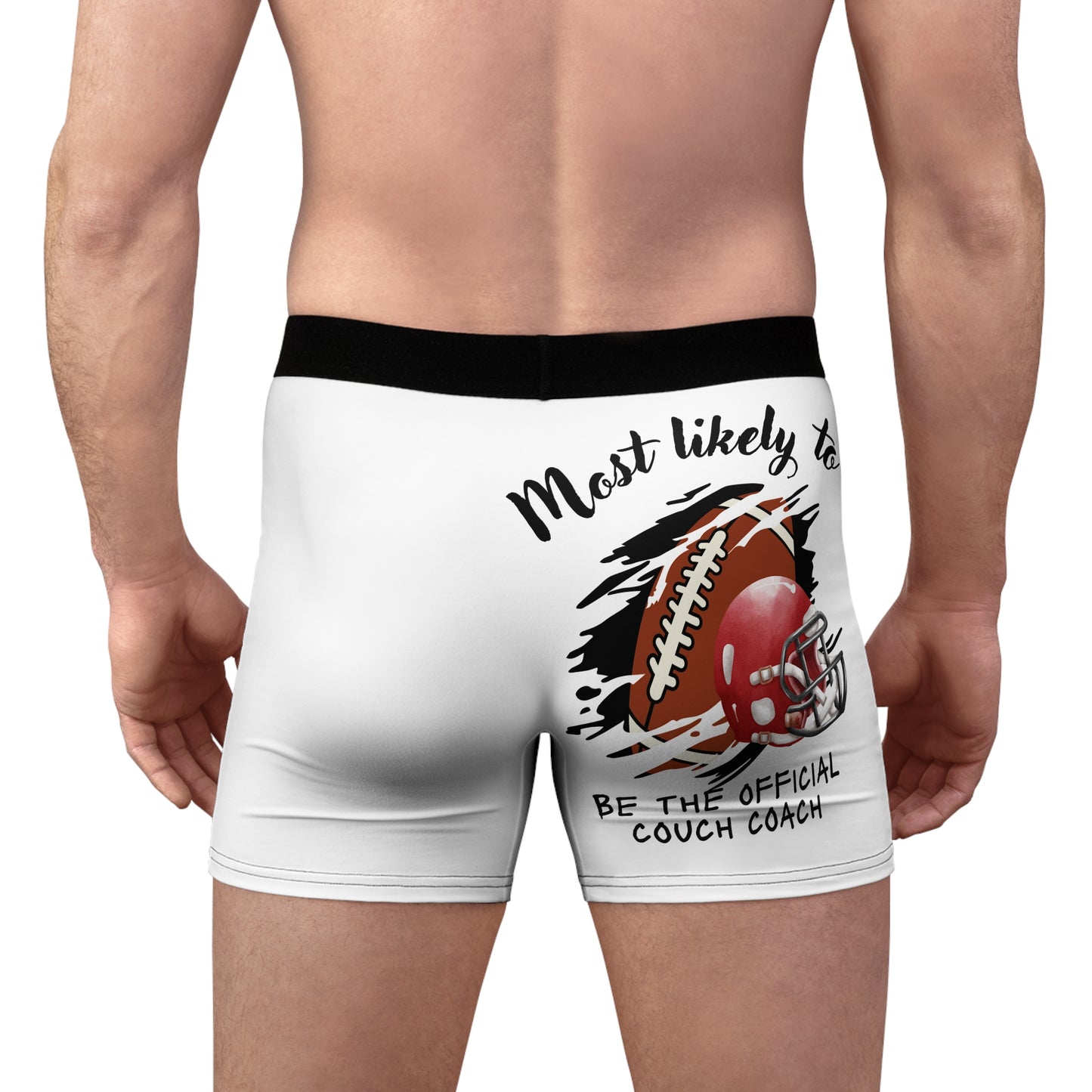 Football-Themed Men's Boxer Briefs for Couch Coaches, Men's Sports Boxer, Men's Football Underwear