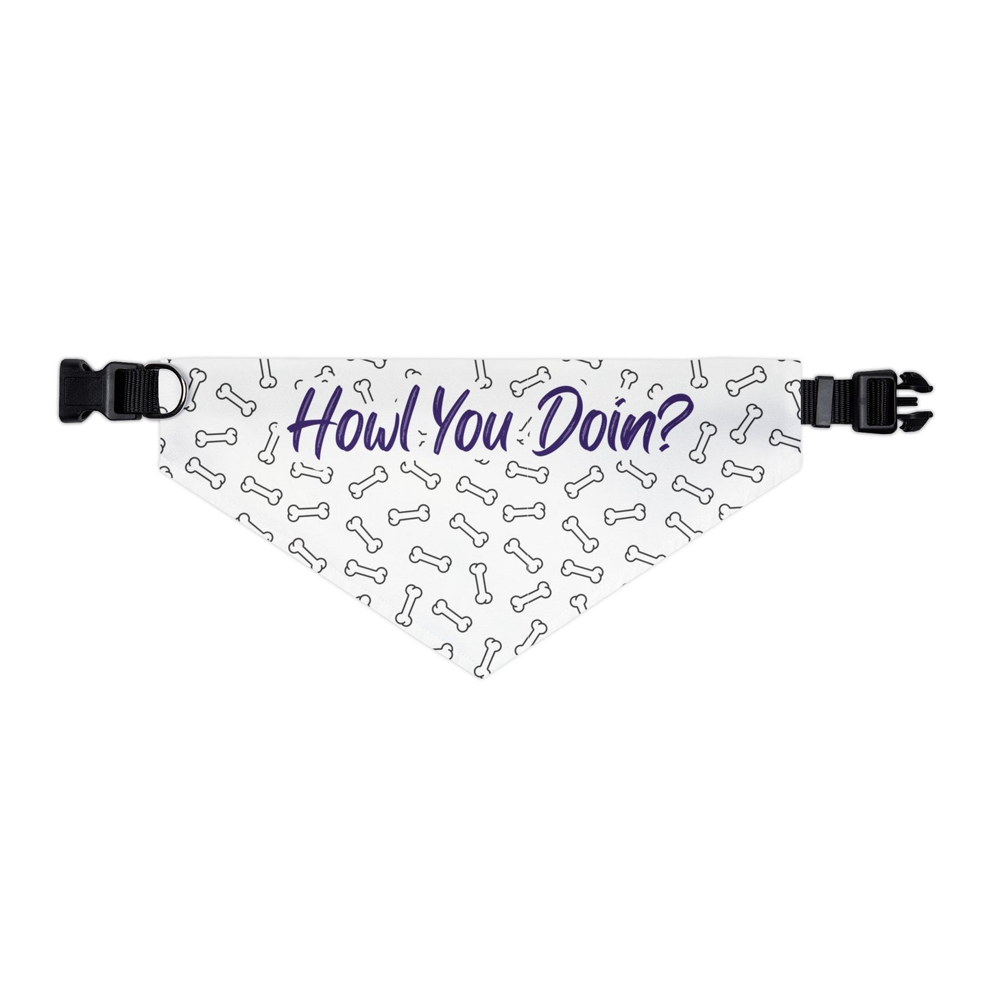 Howl You Doin? Dog Bandana Collar — Cute Bone Pattern Pet Accessory