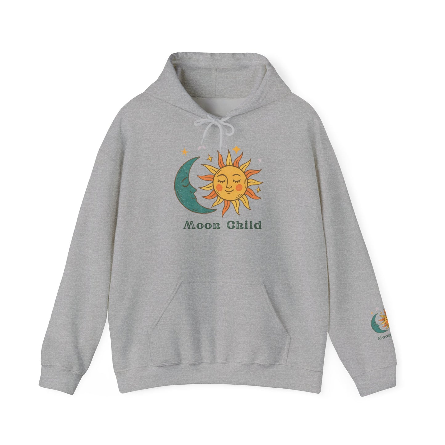 Moon Child Sun & Moon Graphic Hoodie — Celestial Retro Vibe