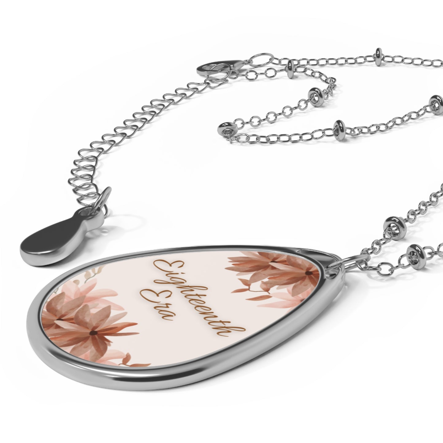 Elegant Floral Oval Necklace - Eighteenth Era Jewelry, Eighteenth Era Gift