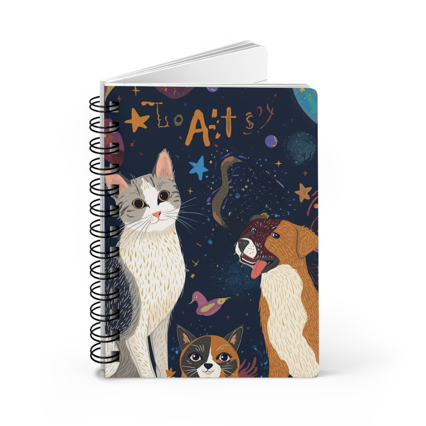 Whimsical Pet-Themed Spiral Bound Journal for Animal Lovers