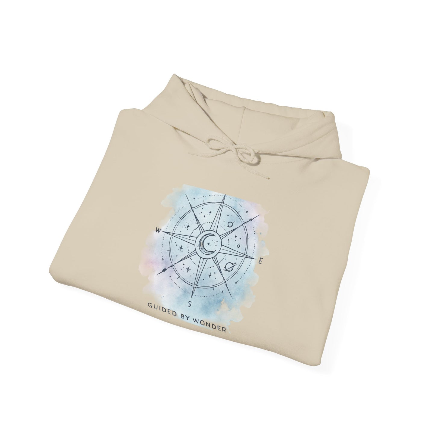 Compass Rose Watercolor Hoodie — ‘Lost by the Waves’ Nautical Travel Pullover